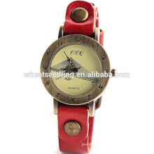 2015 Classical pattern dial antique leather lady watch